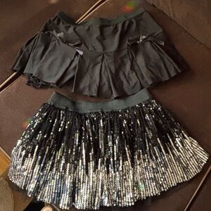 Black and Silver Sequin Skirt and black with bows